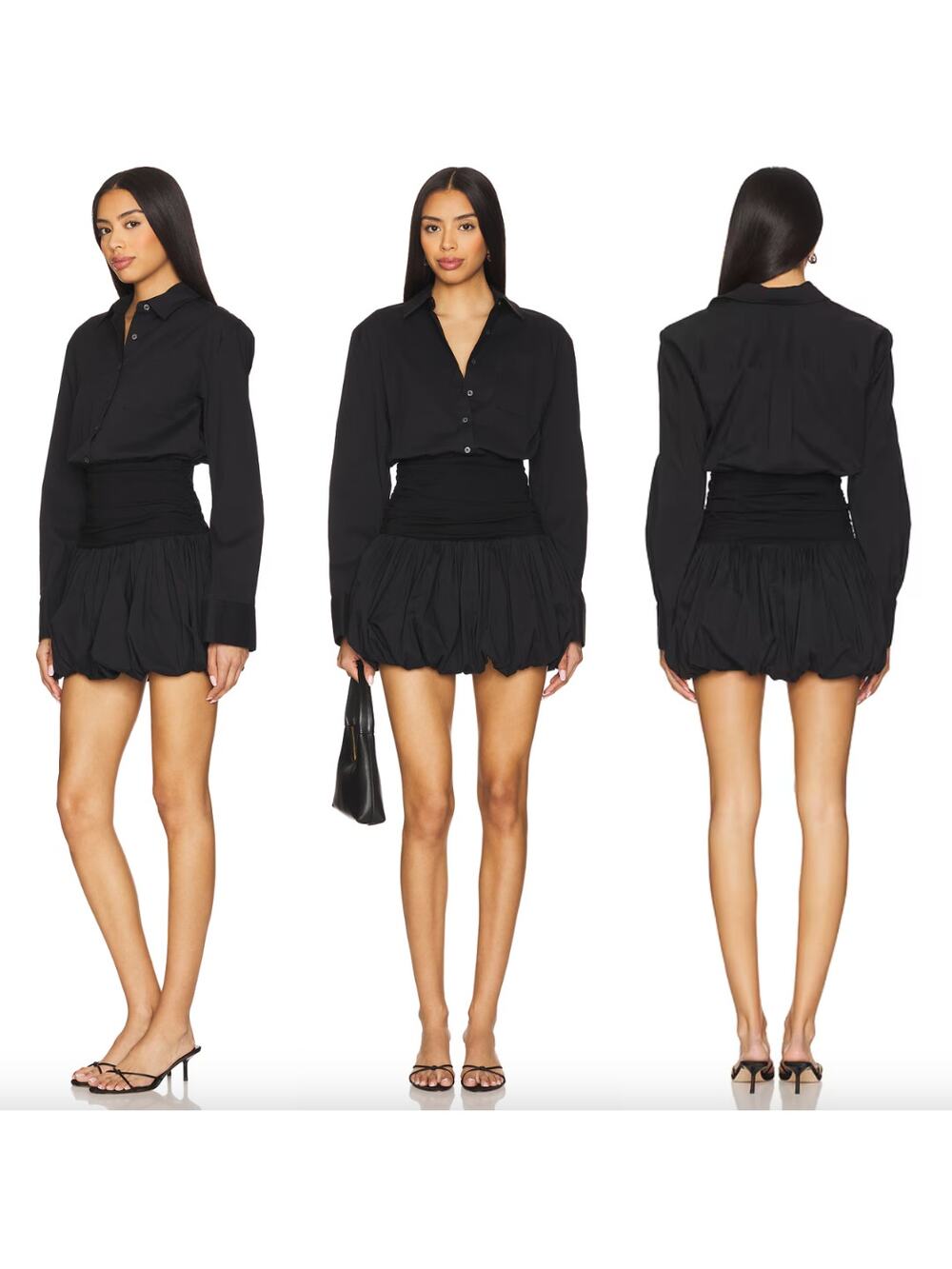 Lovers and Friends | NWT Andi Mini Dress in Black Shirt Dress Bubble Skirt L